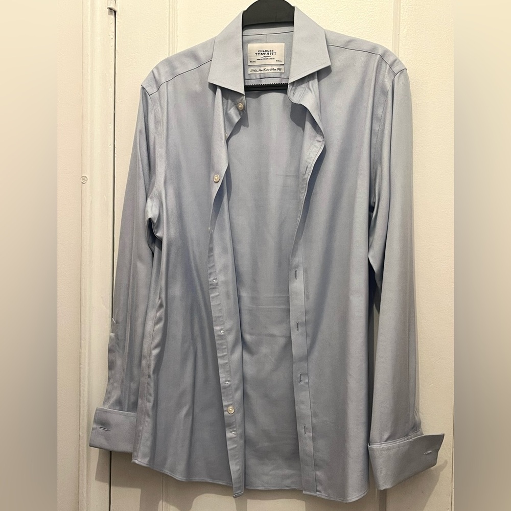 Charles Tyrwhitt Light Blue Herringbone Dress Shirt